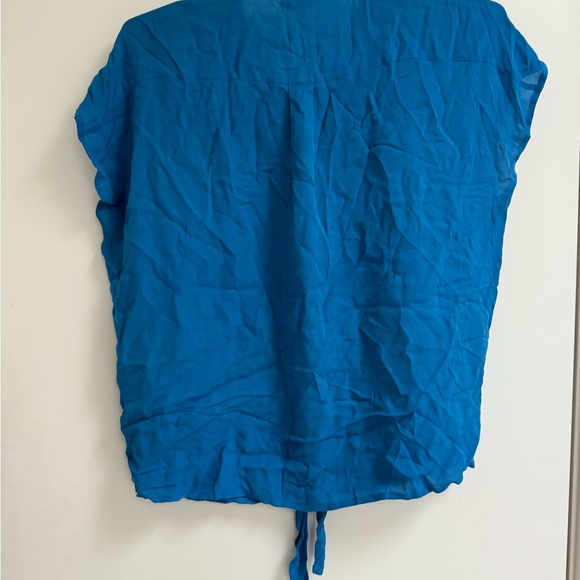 Joie Blue Cap Sleeve Button Down Blouse - Picture 4 of 4